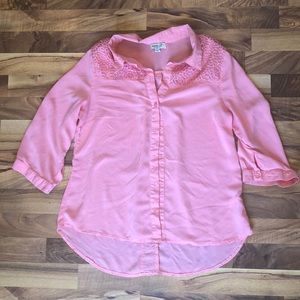 Spring coral mid sleeve blouse